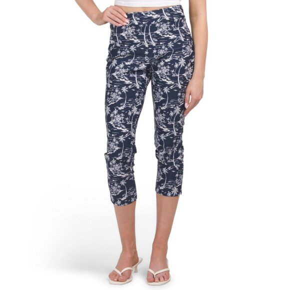 JUDE CONNALLY Navy Made In Usa Printed Lucia Capri Pants